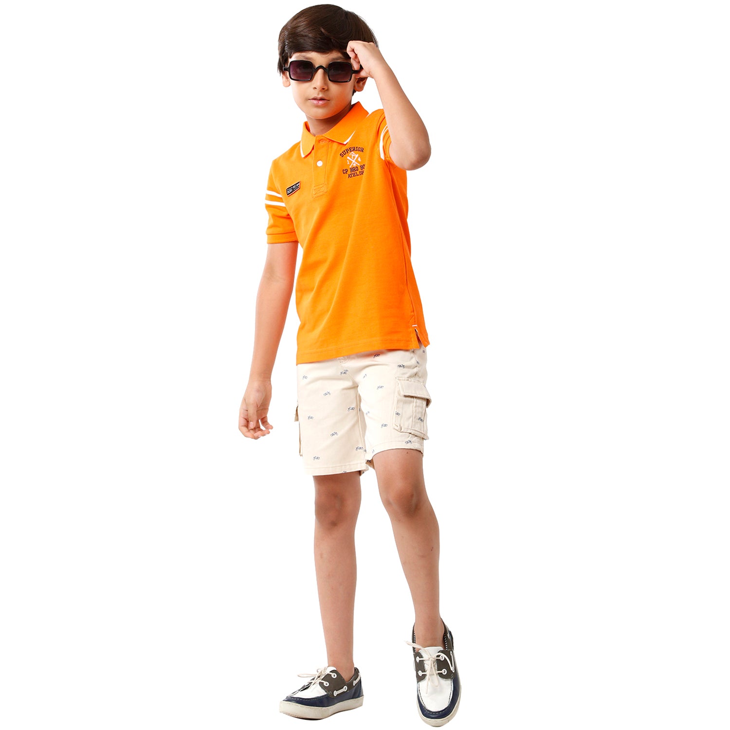 Classic Polo Bro Boys Printed Slim Fit Cream Color Cotton Shorts - BBSHRT S2 1B Shorts Classic Polo 