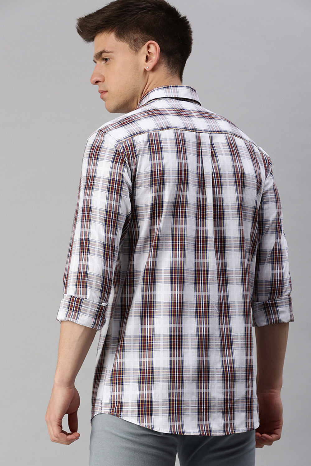 Classic Polo Men's Cotton Full Sleeve Checked Slim Fit Collar Neck Multicolor Woven Shirt | So1-87 A