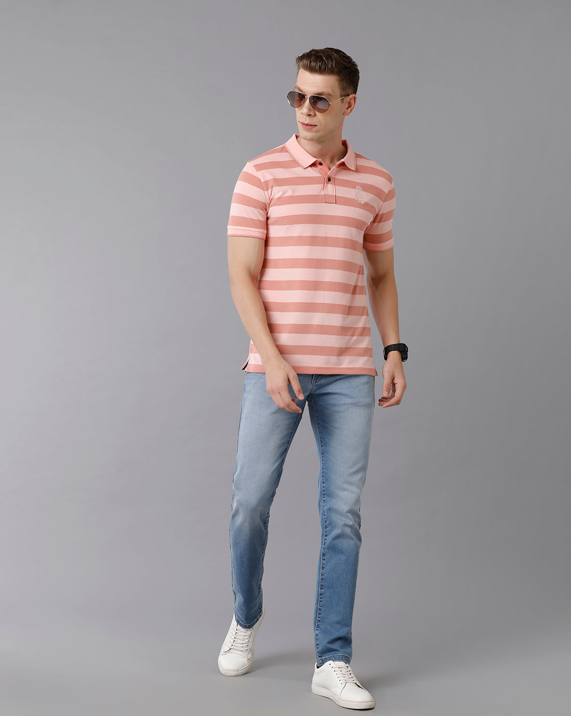 Classic Polo Men's Cotton Striped Slim Fit Multicolor T-Shirt | Cpeg - 286 B