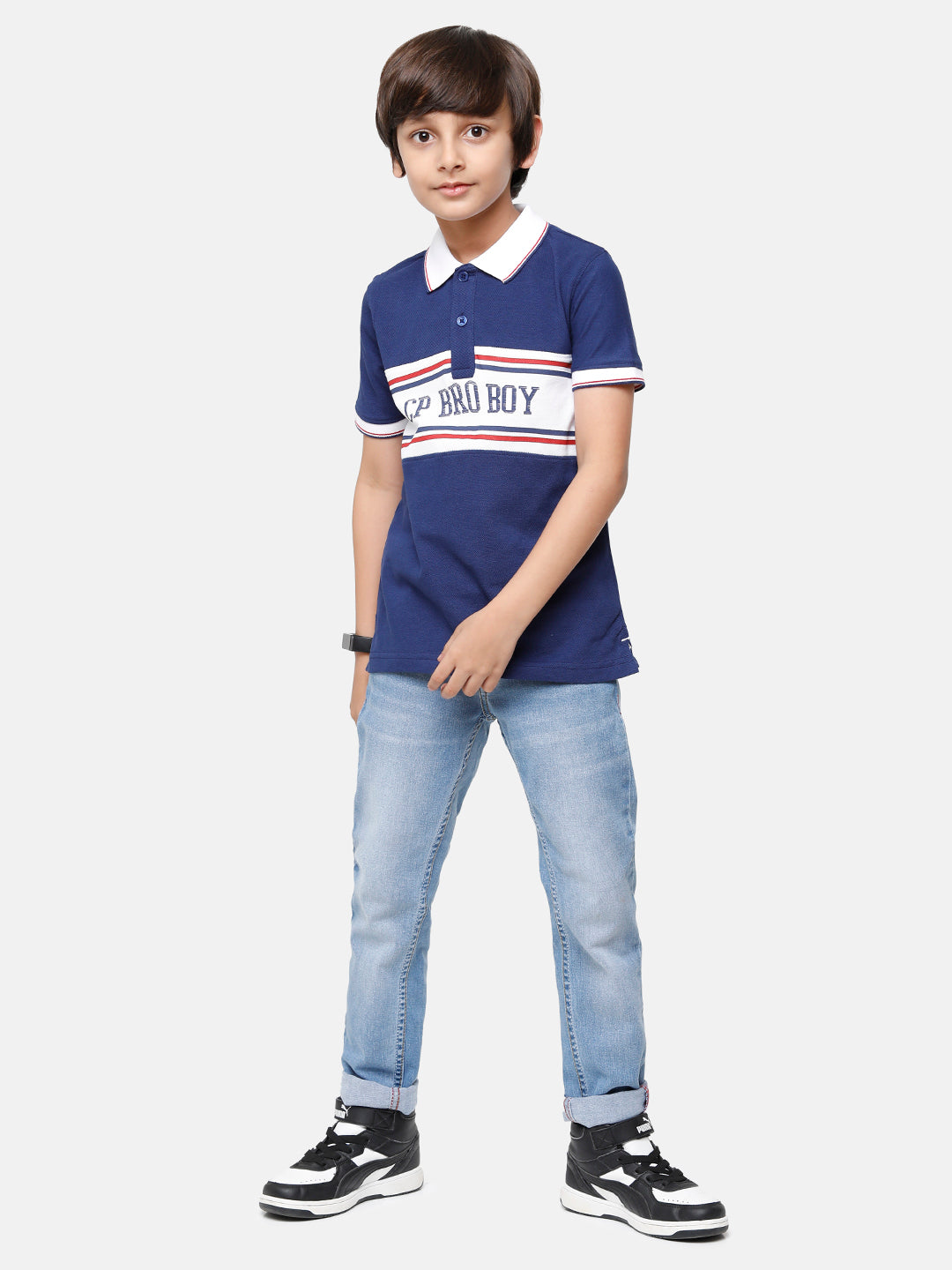 CP Boys 100% Cotton Printed Half Sleeve Slim Fit Polo Neck T-Shirt T-shirt Classic Polo 