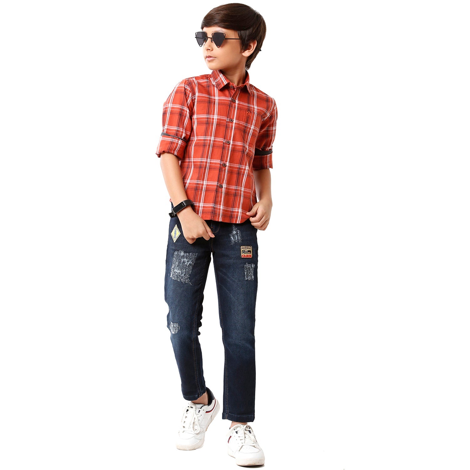 Classic Polo Bro Boys Checked Full Sleeve Slim Fit Red Color Shirt - BBSH S2 25 A Shirts Classic Polo 