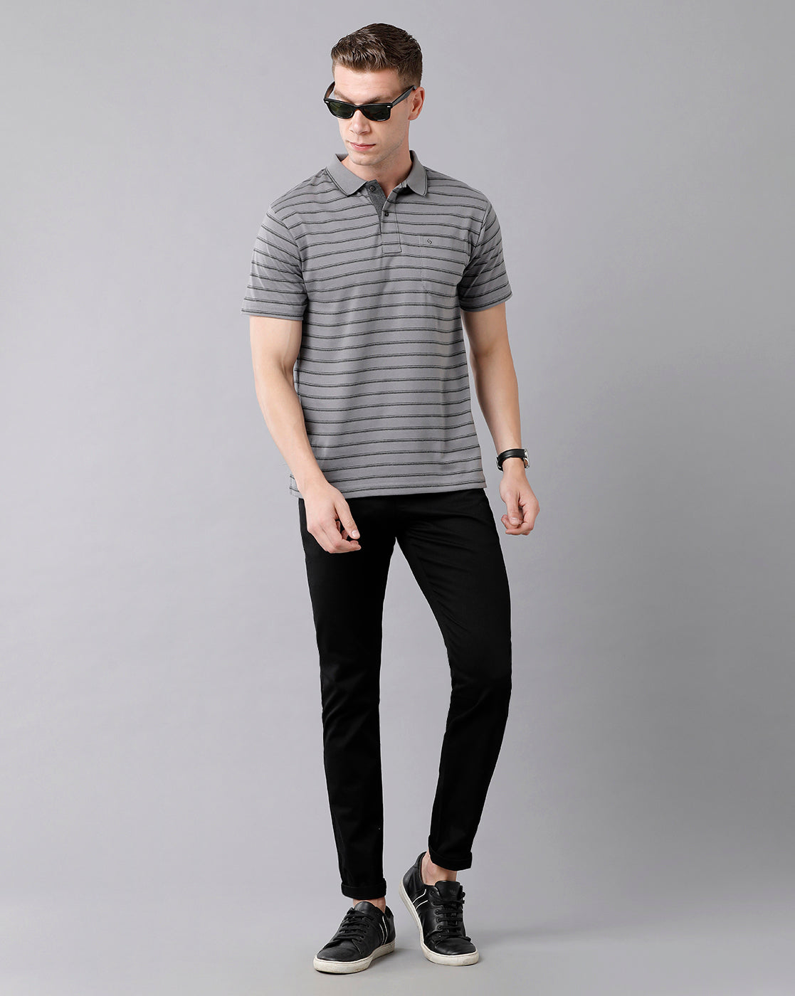 Classic Polo Men's Cotton Solid Slim Fit Black Color Trousers | Tn2-02 C