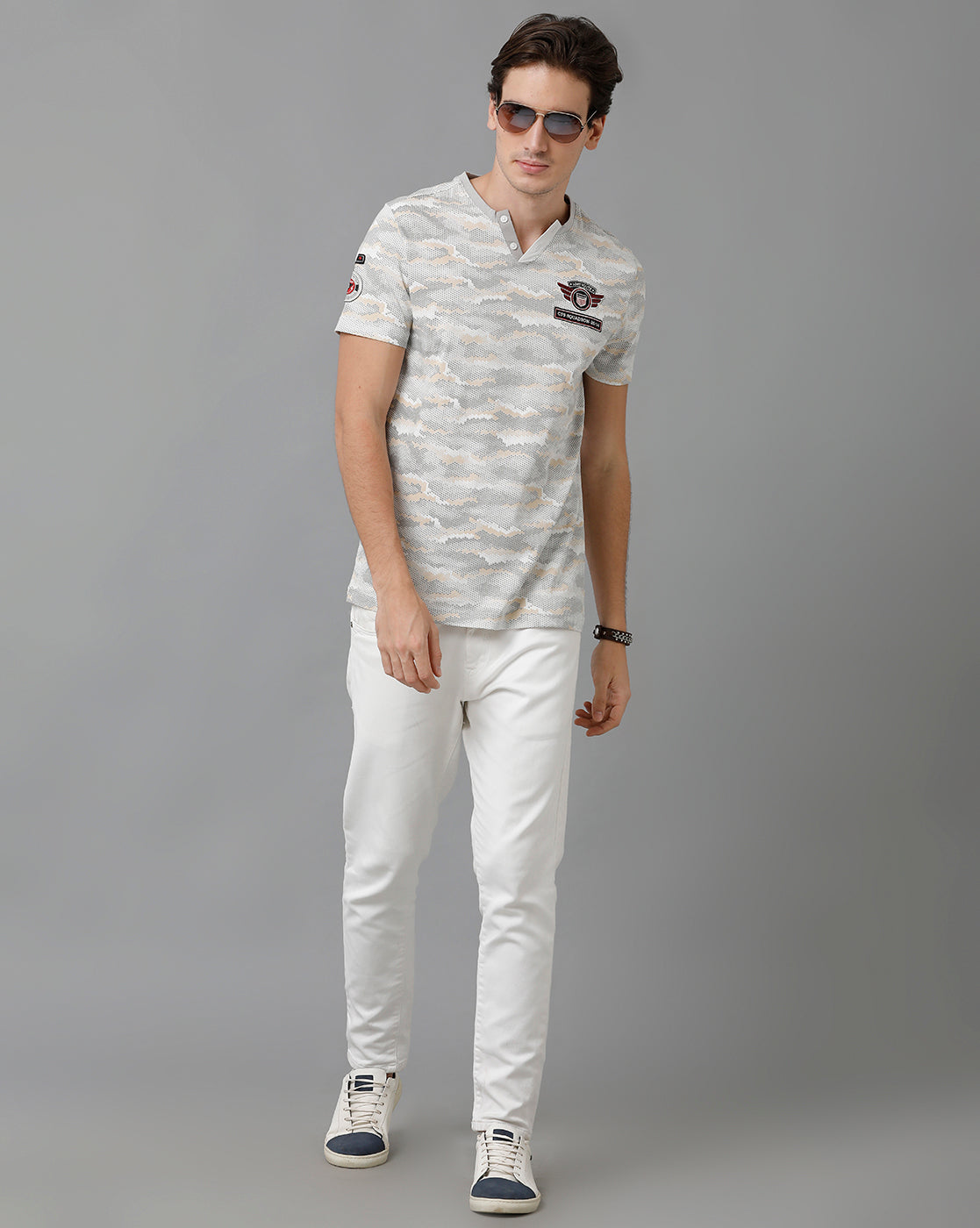 CP BRO Men's Cotton Half Sleeve Printed Slim Fit Round Neck Multicolor T-Shirt | Brcn - 532 B
