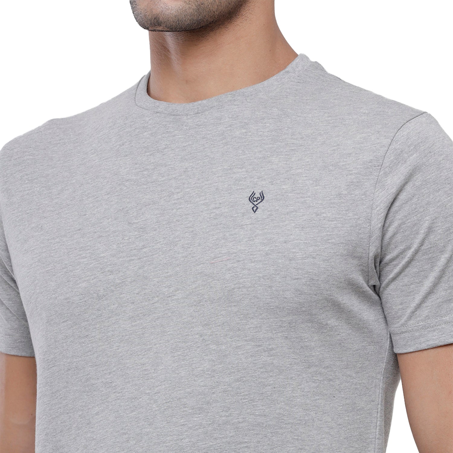 Classic Polo Men's Solid Single Jersey Light Grey Half Sleeve Slim Fit T-Shirt - Kore-10 T-shirt Classic Polo 