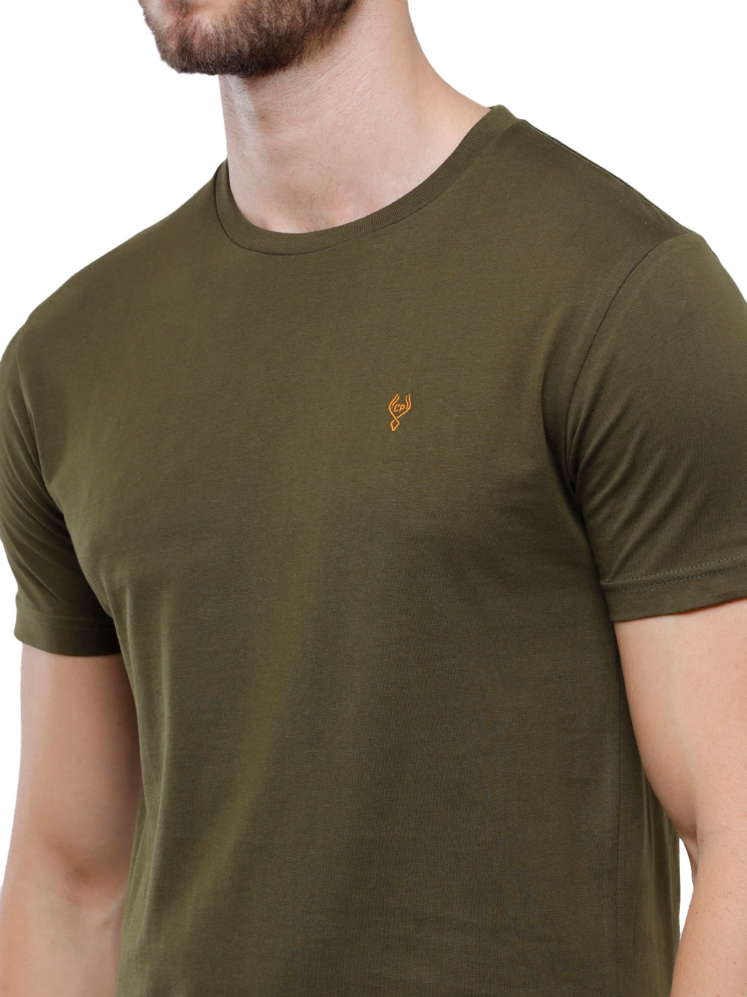 Classic Polo Men's Solid Single Jersey GreenHalf Sleeve Slim Fit T-Shirt - Kore-07 T-shirt Classic Polo 