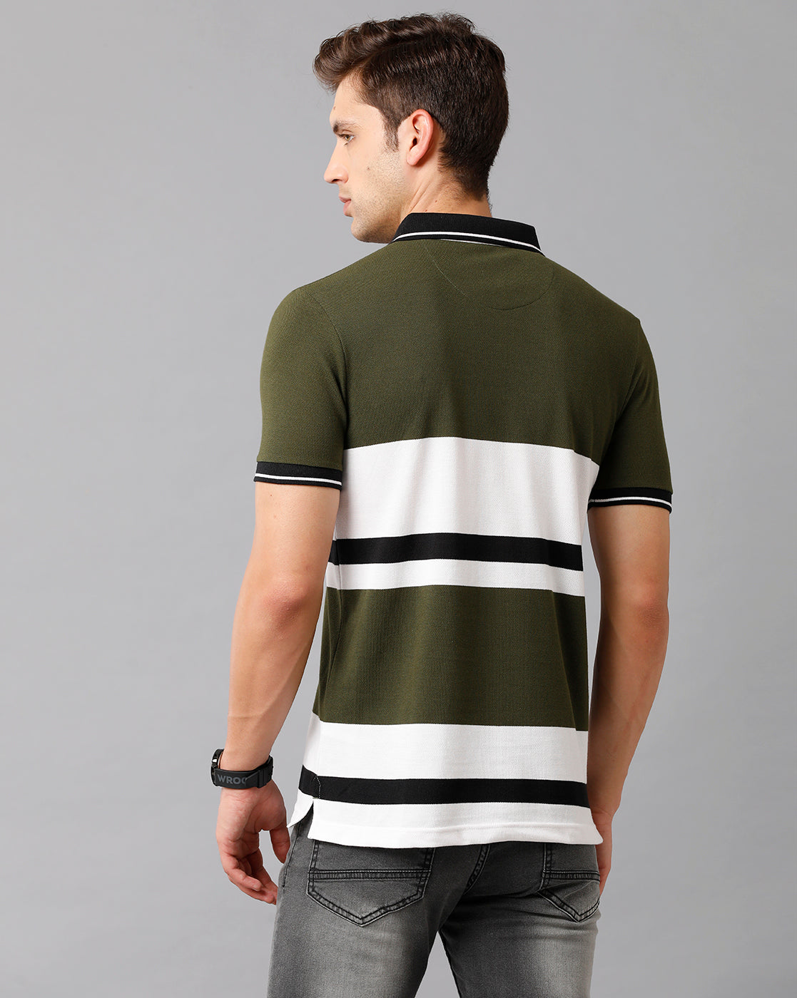 Classic Polo Mens Cotton Blend Striped Half Sleeve Slim Fit Polo Neck Multicolor T-Shirt | Vta 204 A