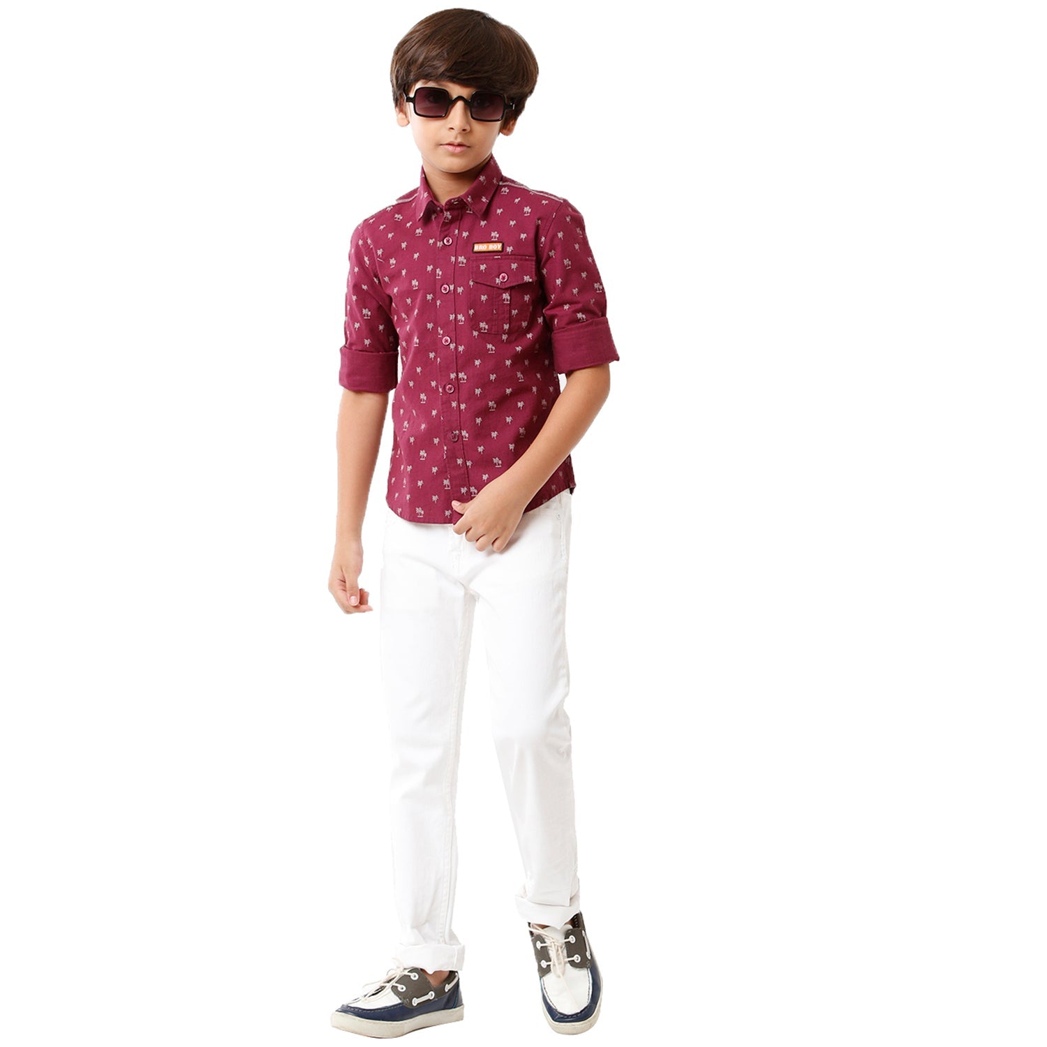 Classic Polo Bro Boys Printed Full Sleeve Slim Fit Fuchsia Color Shirt - BBSH S2 37 B Shirts Classic Polo 