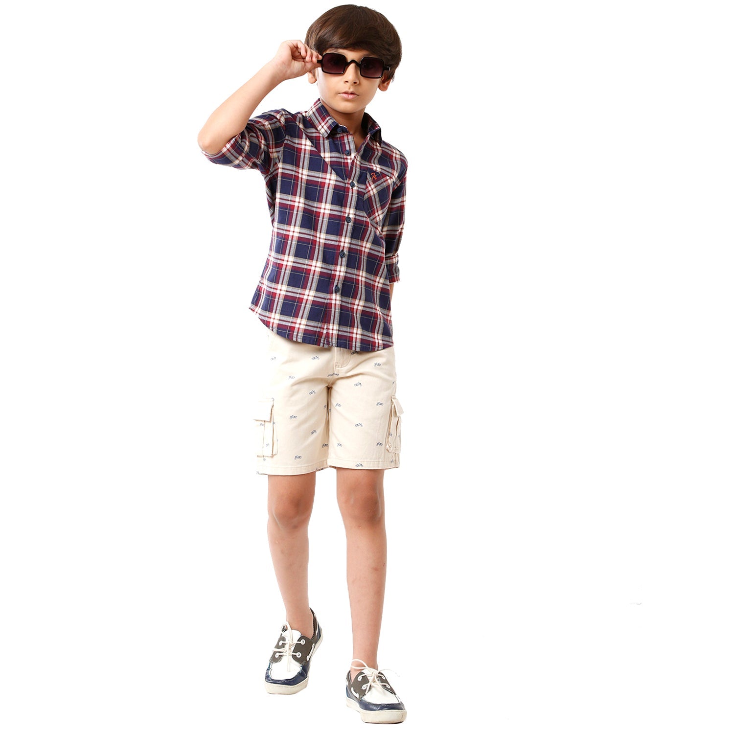 Classic Polo Bro Boys Checked Full Sleeve Slim Fit Blue Color Shirt - BBSH S2 26 B Shirts Classic Polo 