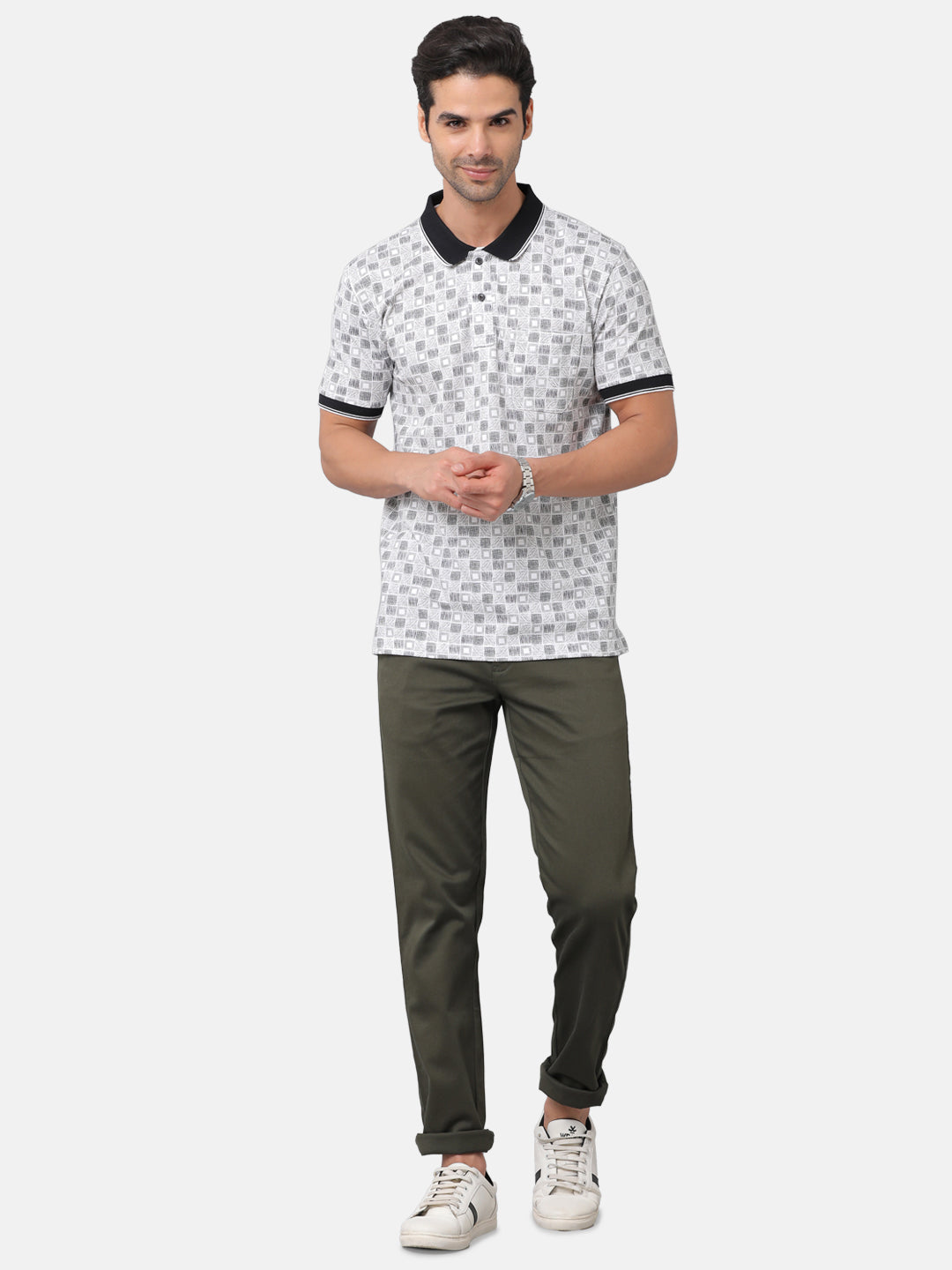 Classic Polo Mens Cotton Printed Slim Fit Half Sleeve Polo Neck Multicolor T-Shirt | Beau 173b