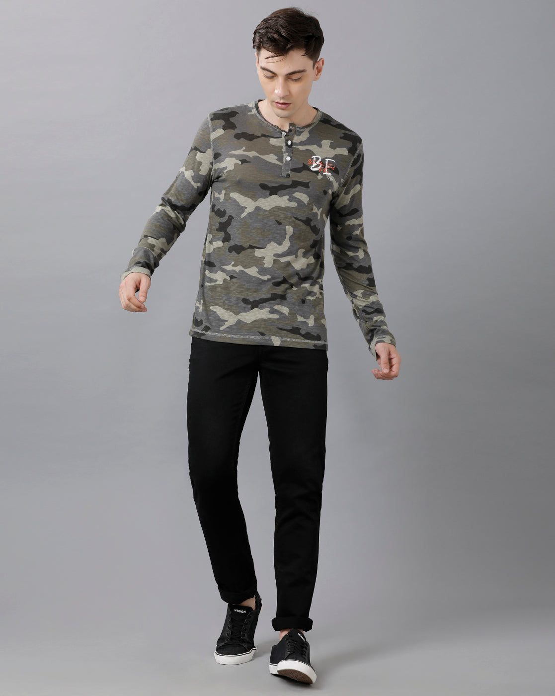 CP BRO Men's Cotton Printed Full Sleeve Slim Fit Round Neck Multicolor T-Shirt | Brcn 503 B