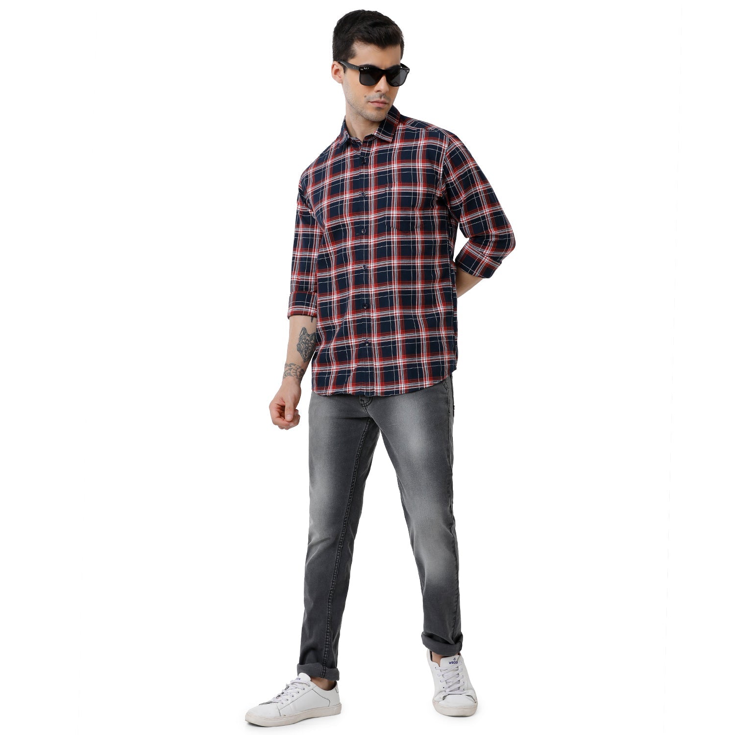 Classic Polo Mens Checked Slim Fit Full Sleeve Blue Color Shirt - SN1 138 B Shirts Classic Polo 