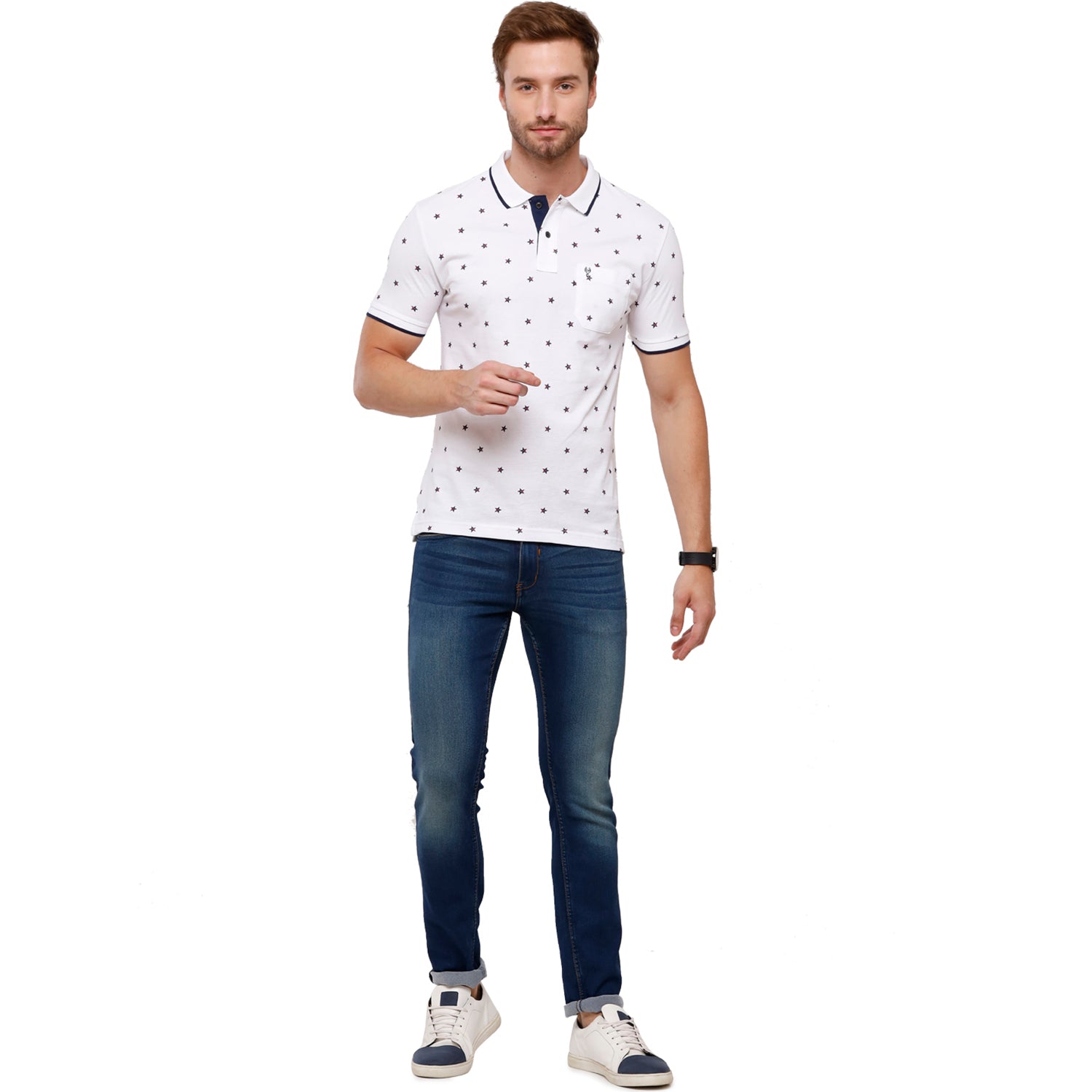 Classic Polo Mens Printed Half Sleeve Slim Fit Polo Neck T-Shirt (BEAU - 161 A SF P) T-shirt Classic Polo 