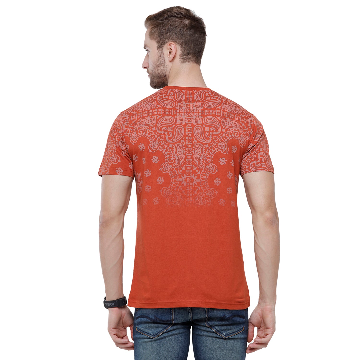 Swiss Club Mens Red Printed Slim Fit Half Sleeve Round Neck T-Shirt (CUB - 54 B SF C) T-shirt Swiss Club 