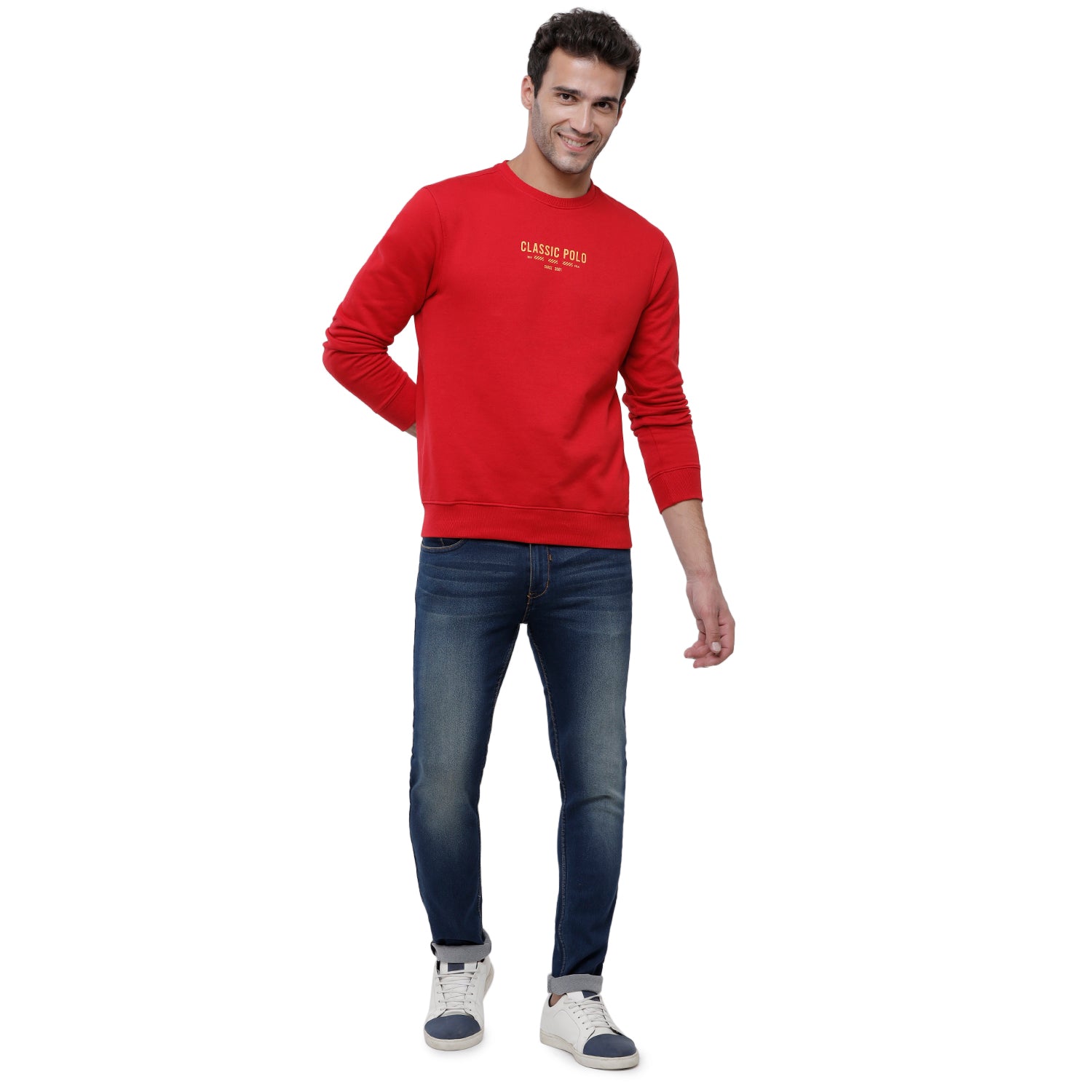 Classic Polo Men's Solid Full Sleeve Red Sweat Shirt - CPSS-347 B Sweat Shirts Classic Polo 