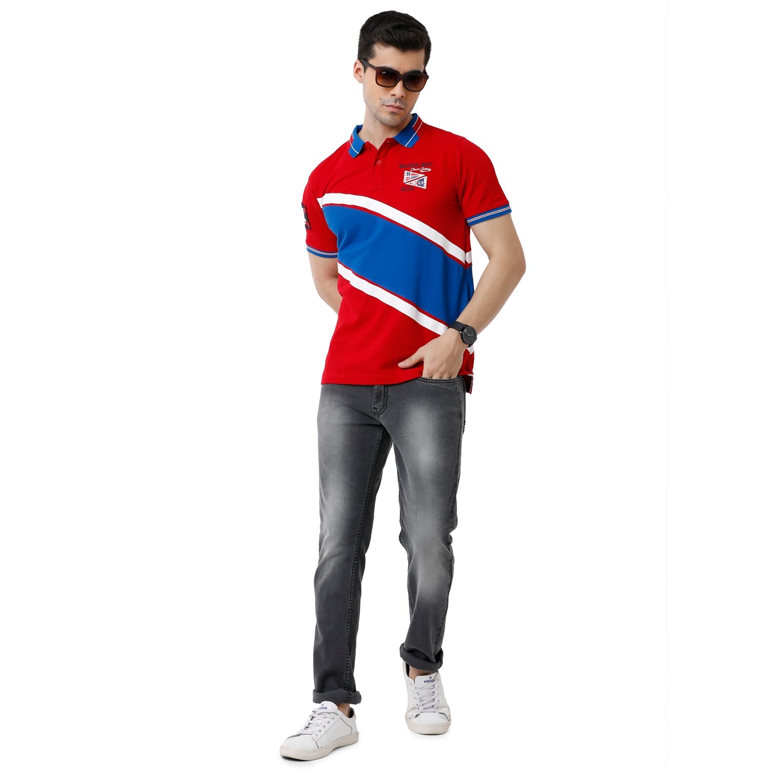 Classic Polo BroMens Color Block Slim Fit Polo Neck Multicolor T-Shirt - BRP 323 B T-shirt Classic Polo Bro 