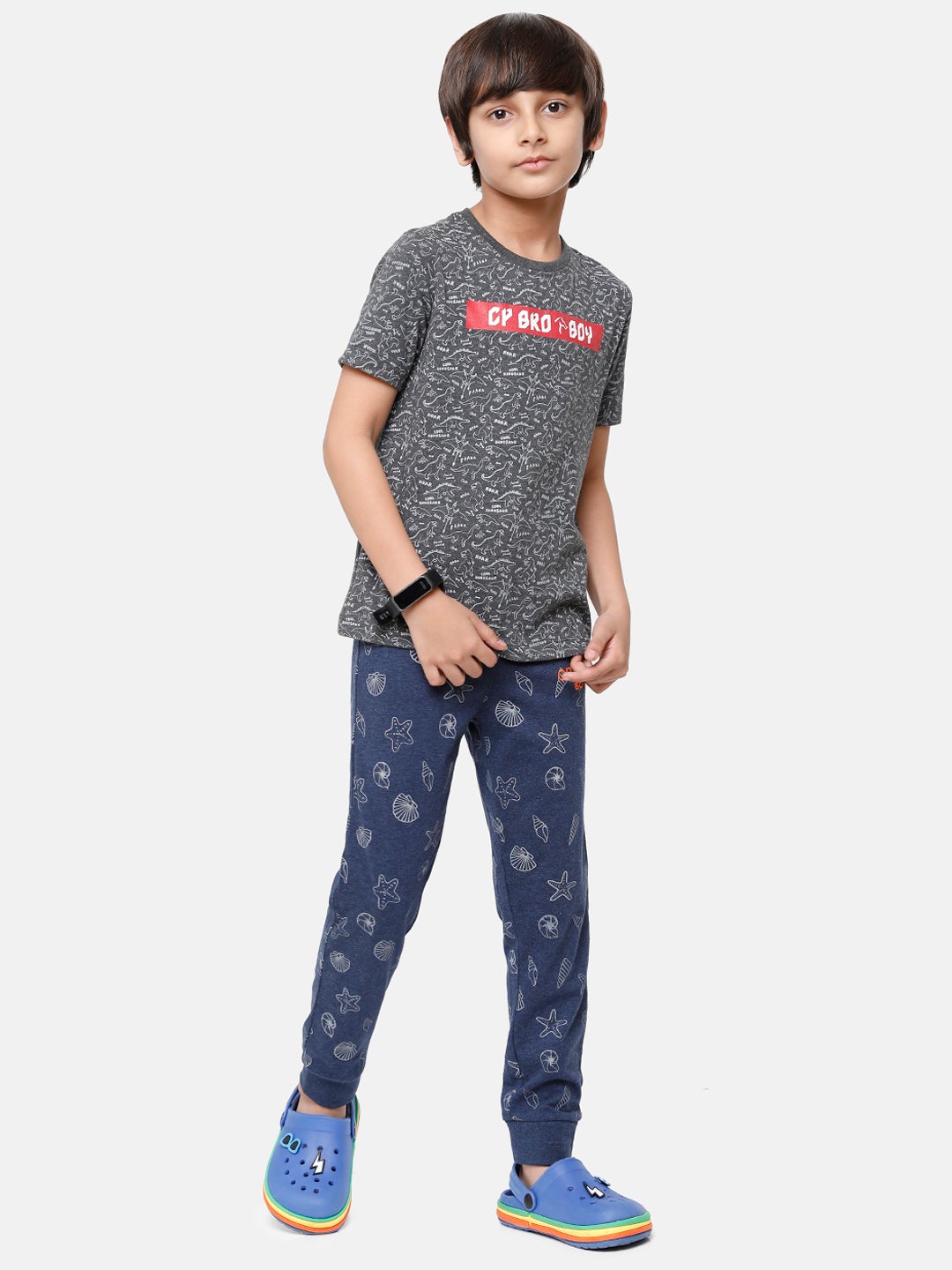 CP Boys Blue Poly Printed Slim Fit Track Pant Track Pants Classic Polo 
