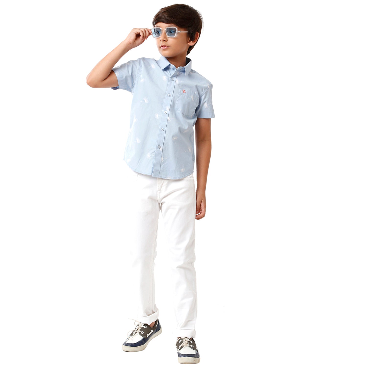 Classic Polo Bro Boys Printed Half Sleeve Slim Fit Light Blue Color Shirt - BBSH S2 04 A Shirts Classic Polo 