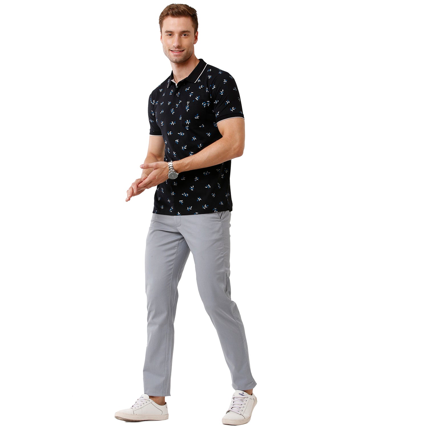 Swiss Club Mens Solid Slim Fit Blue Color Trousers -SC 37 B STB Pants Swiss Club 