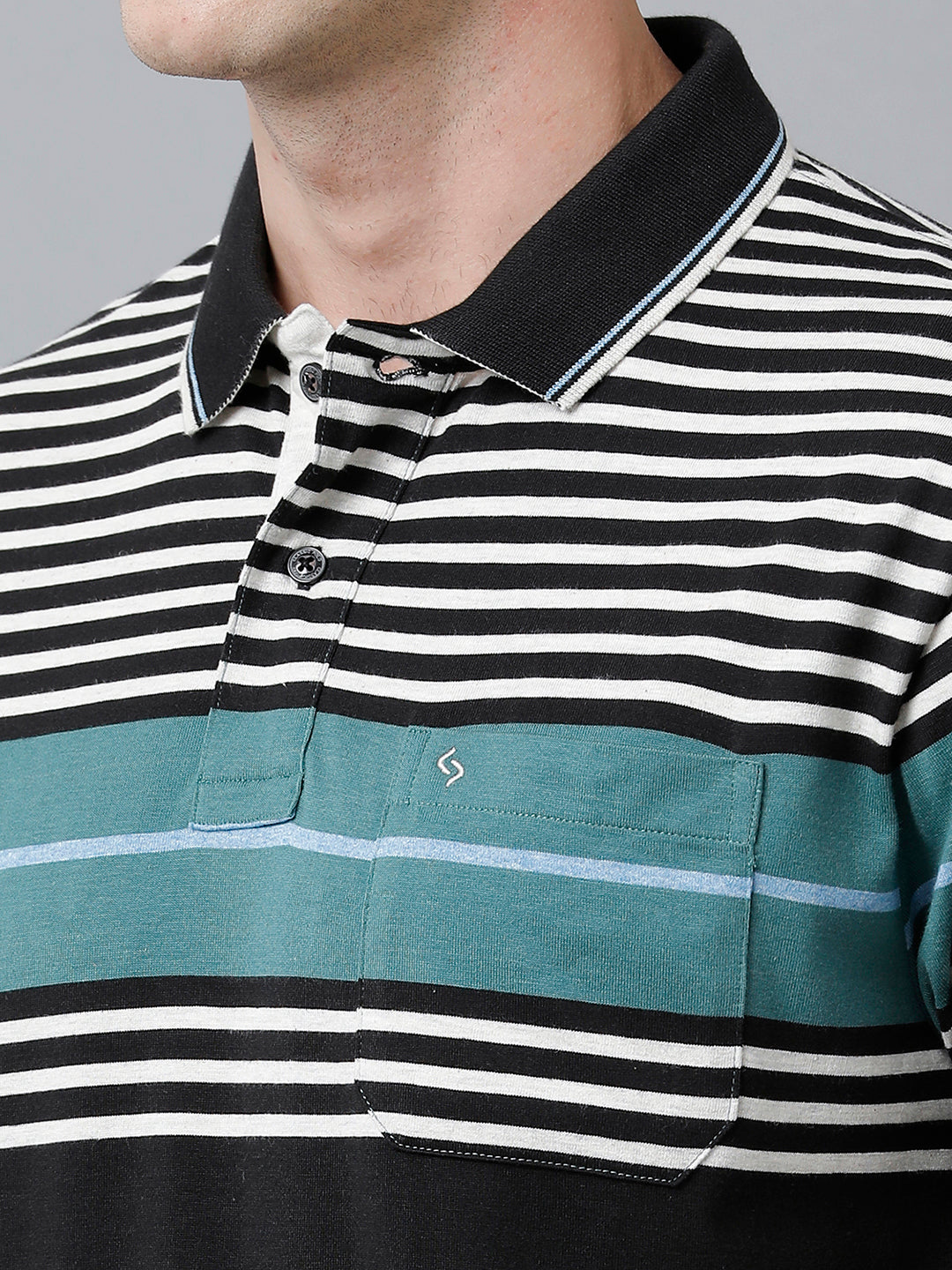 Classic Polo Men's Cotton Blend Half Sleeve Striped Authentic Fit Polo Neck Multicolor Color T-Shirt | Mel - 230 B