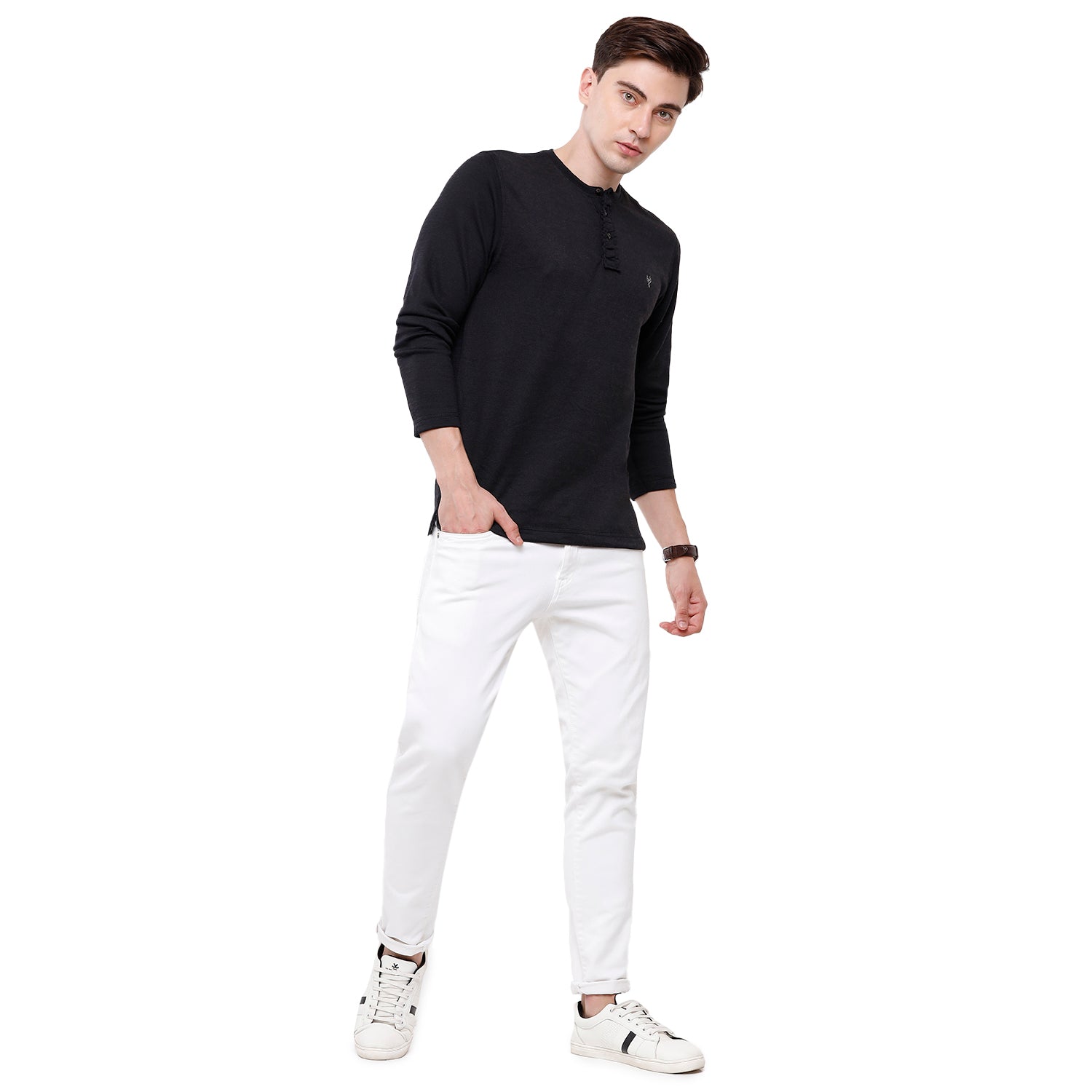 Classic Polo Mens Solid Full Sleeve Slim Fit T-Shirt (VERNO - 271 J SF Y) T-shirt Classic Polo 