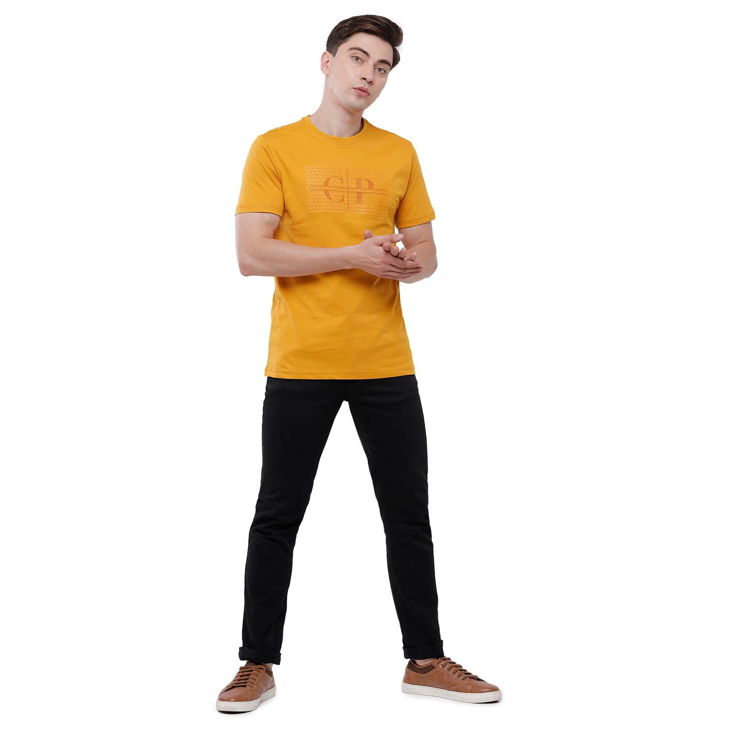 Classic Polo Mens Chest Print Half Sleeve Slim Fit T-Shirt (BALENO - 410 A SF C) T-shirt Classic Polo 
