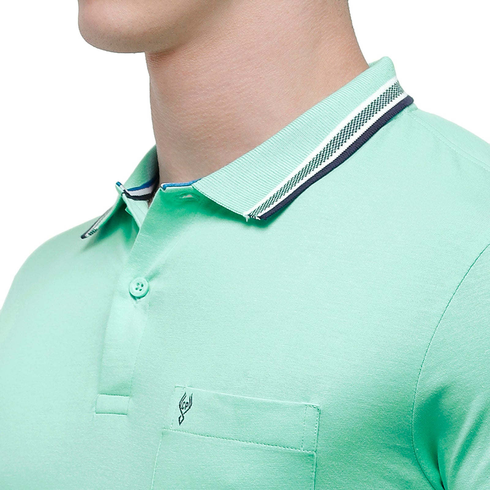 Classic Polo Men's Turquoise Sporty Polo Half Sleeve Slim Fit T-Shirt | Pristo - -Lt.Grass