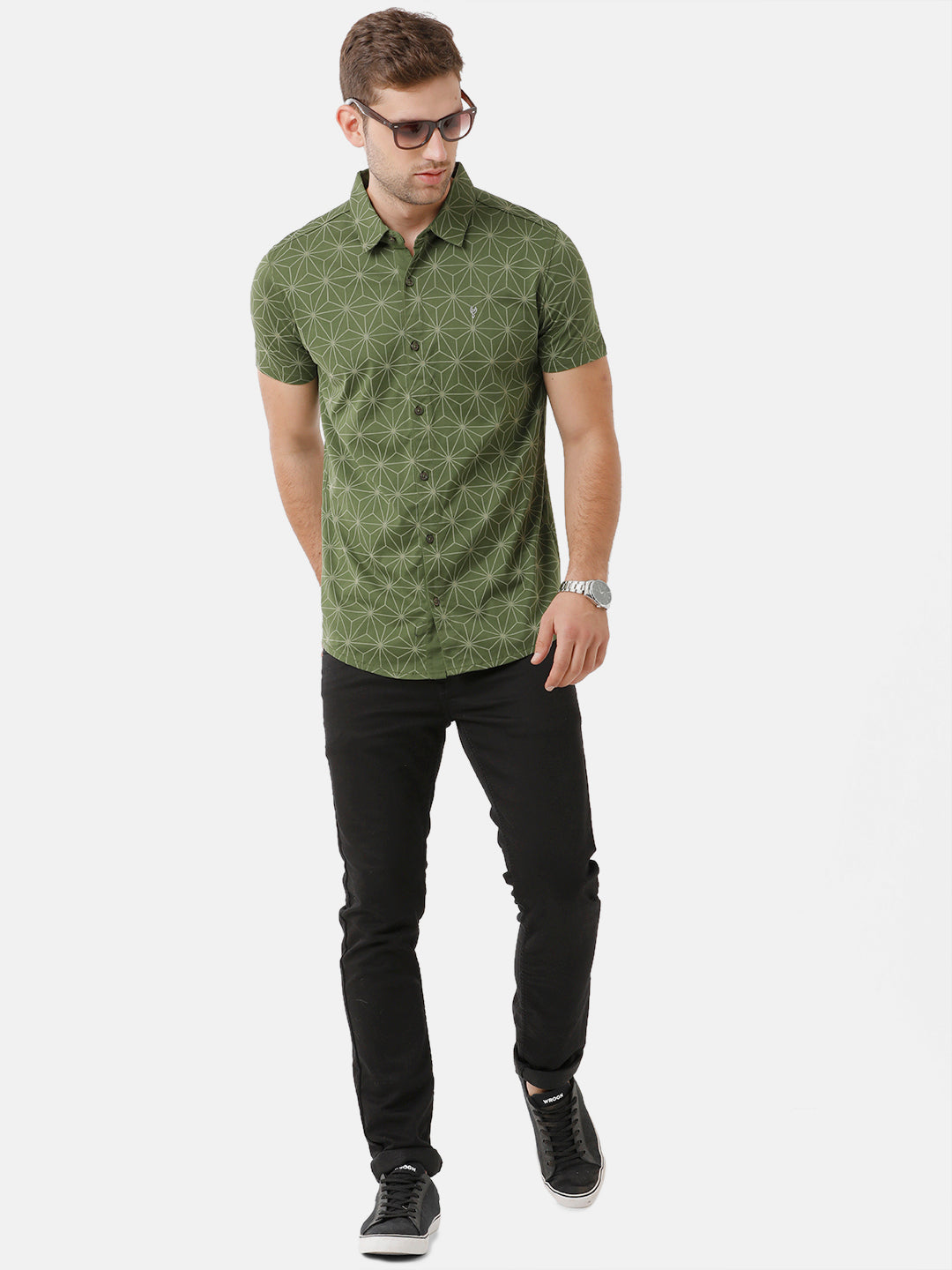 Classic Polo Mens Cotton Half Sleeve Printed Slim Fit Polo Neck Green Color T-Shirt | Unico 03 B