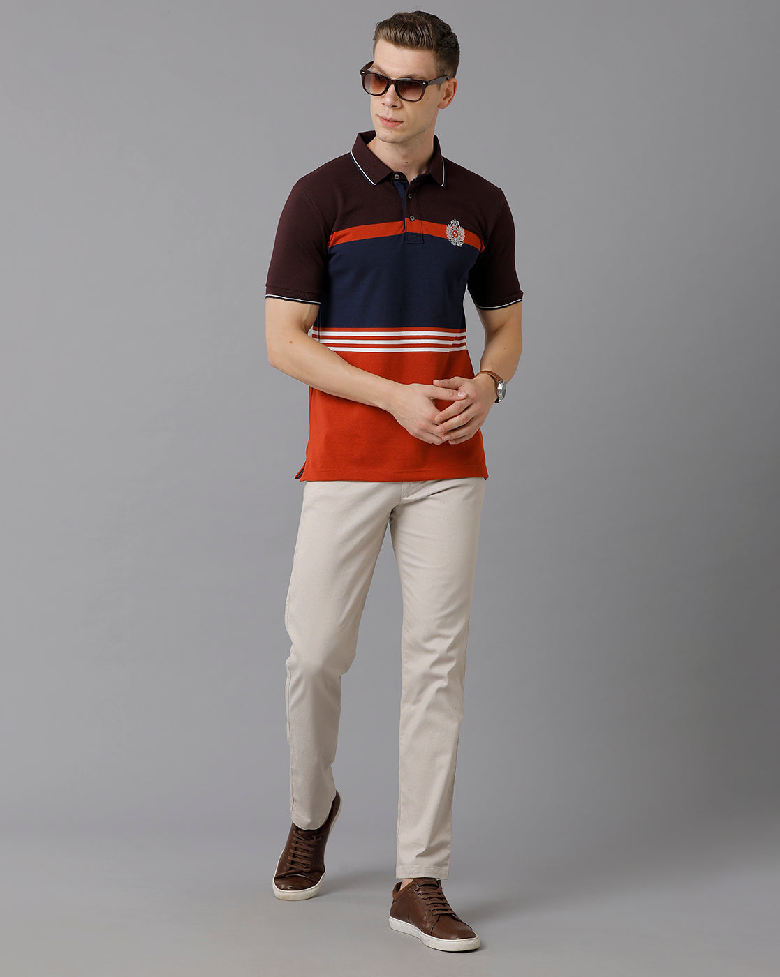 Classic Polo Men's Cotton Blend Striped Slim Fit Multicolor T-Shirt | Vta - 213 B