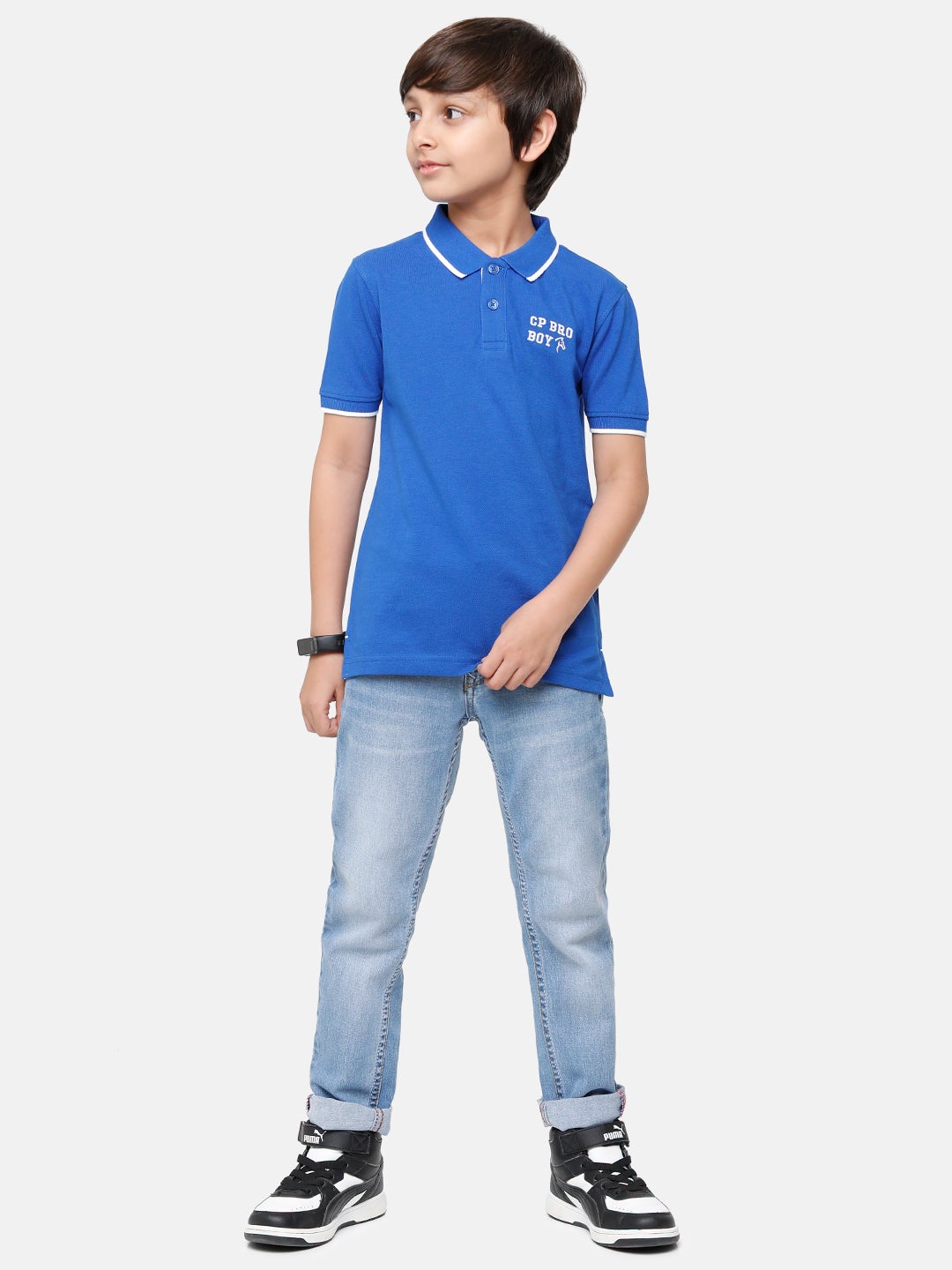 CP Boys Blue Solid Slim Fit Polo Neck T-Shirt T-shirt Classic Polo 