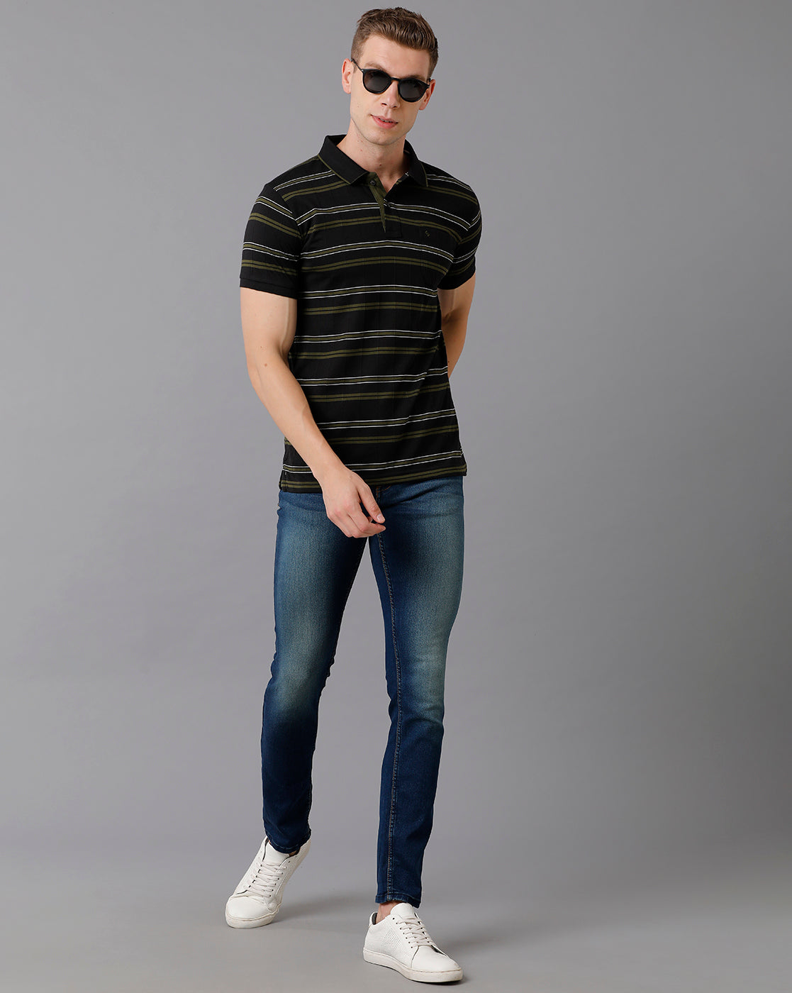 Classic Polo Men's Cotton Striped Slim Fit Multicolor T-Shirt | Trs - 95 B