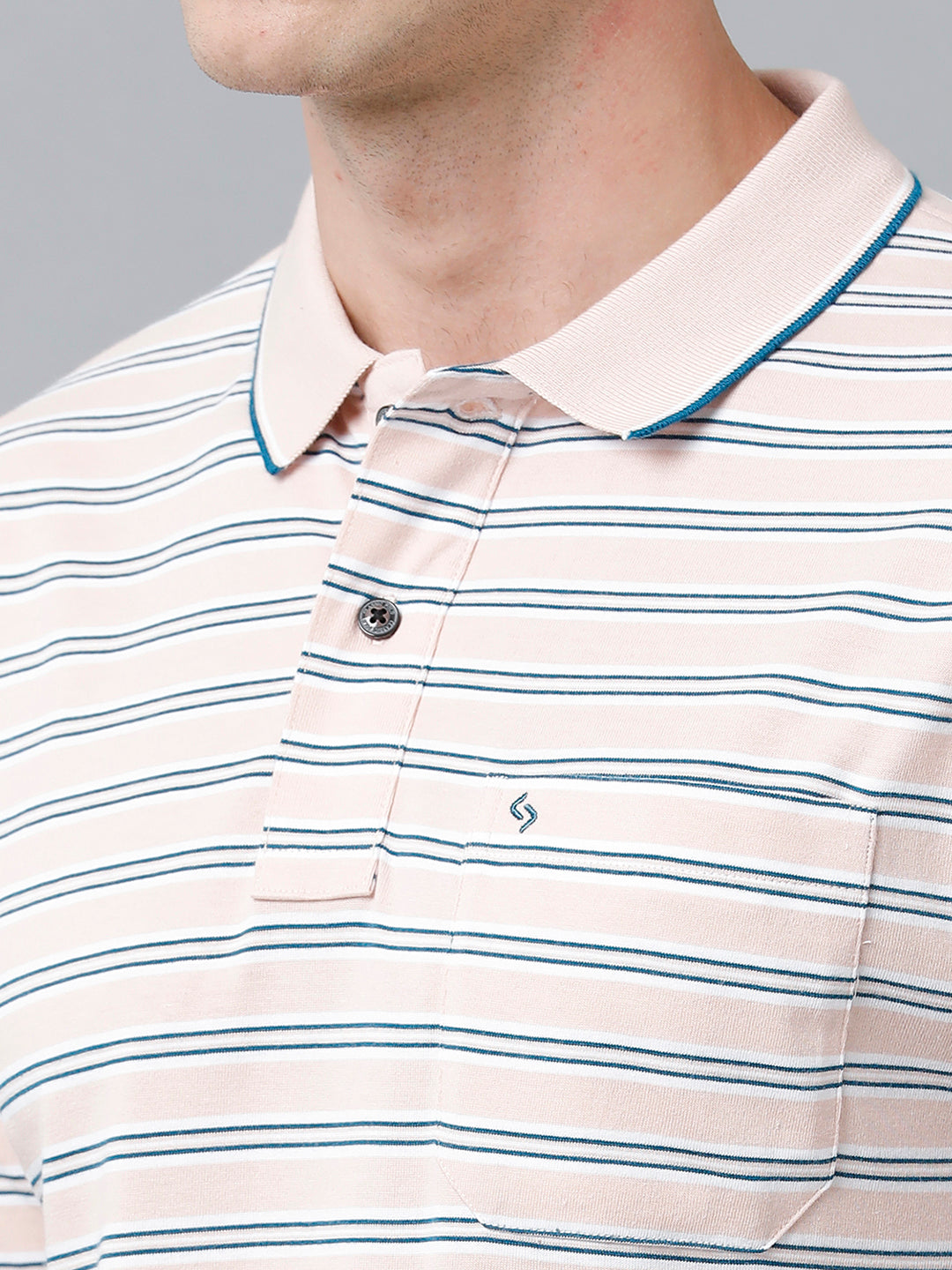 Classic Polo Men's Cotton Half Sleeve Striped Authentic Fit Polo Neck Beige Color T-Shirt | Feeders - 215 B