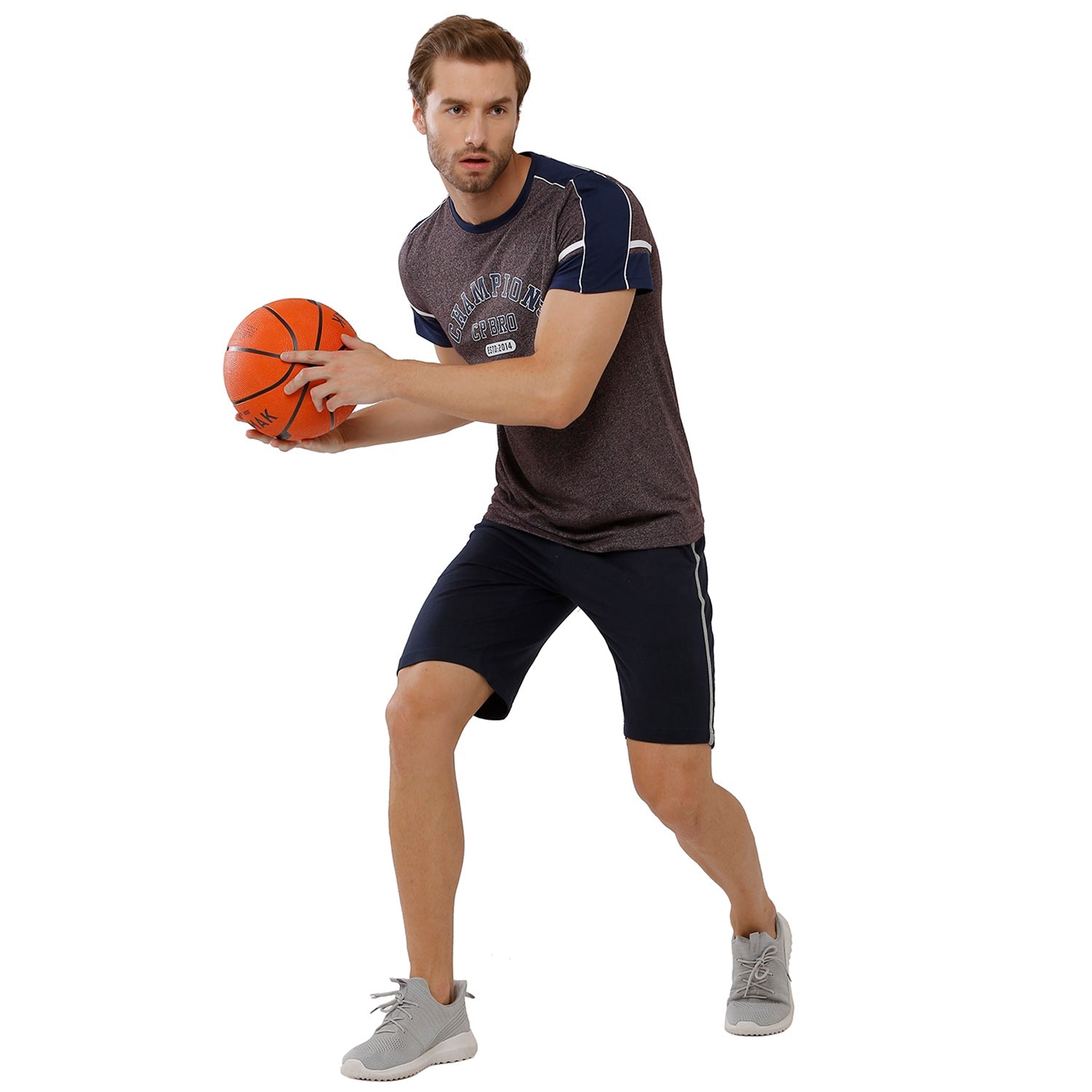 Classic Polo Bro Mens 100% Cotton Color Block Half Sleeve Slim Fit Crew Neck Grey Color T-Shirt (BRCN - 468 A SF C) Classic Polo 