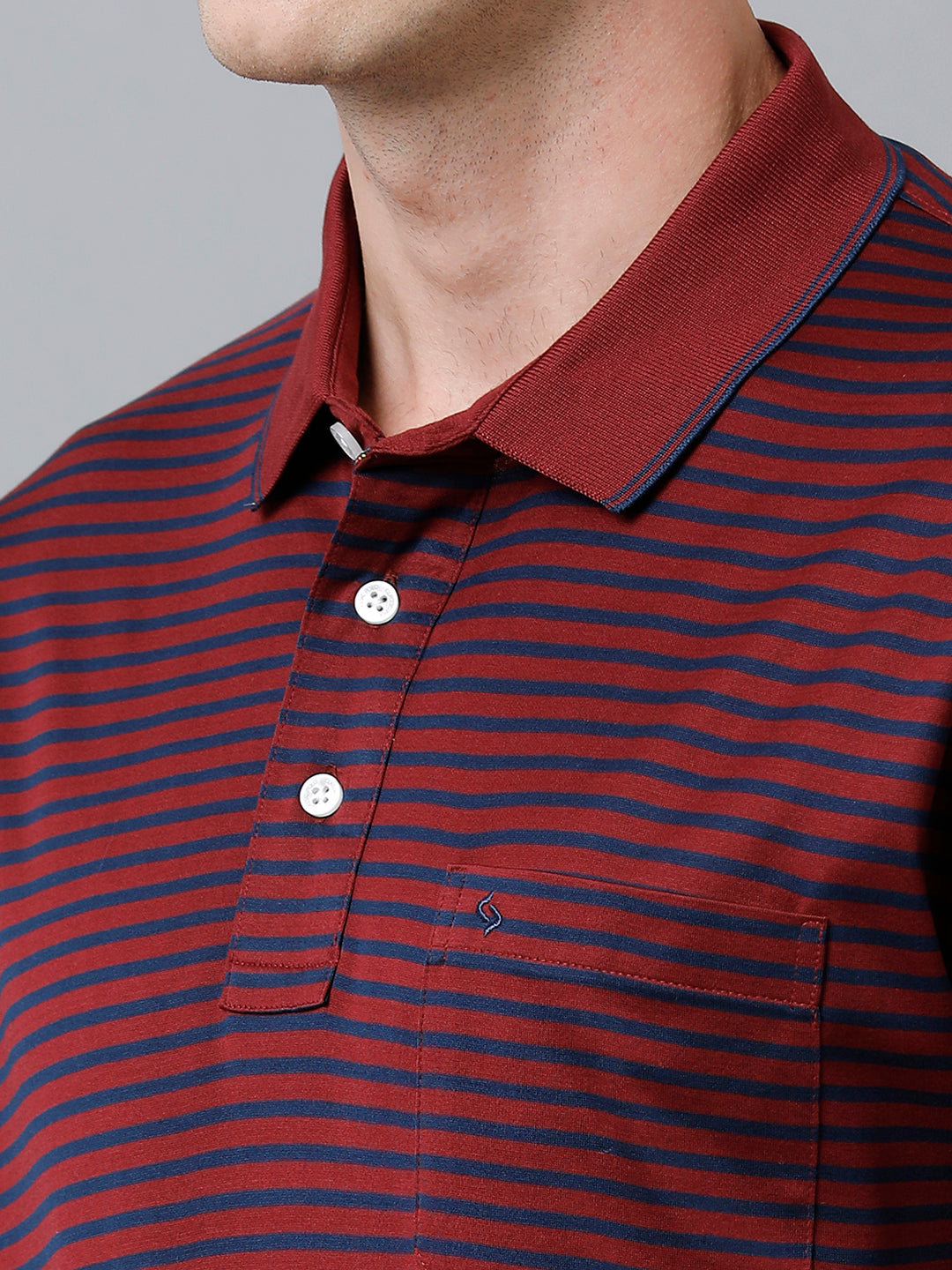 Classic Polo Men's Cotton Half Sleeve Striped Authentic Fit Polo Neck Red Color T-Shirt | Ultimo - 317 B