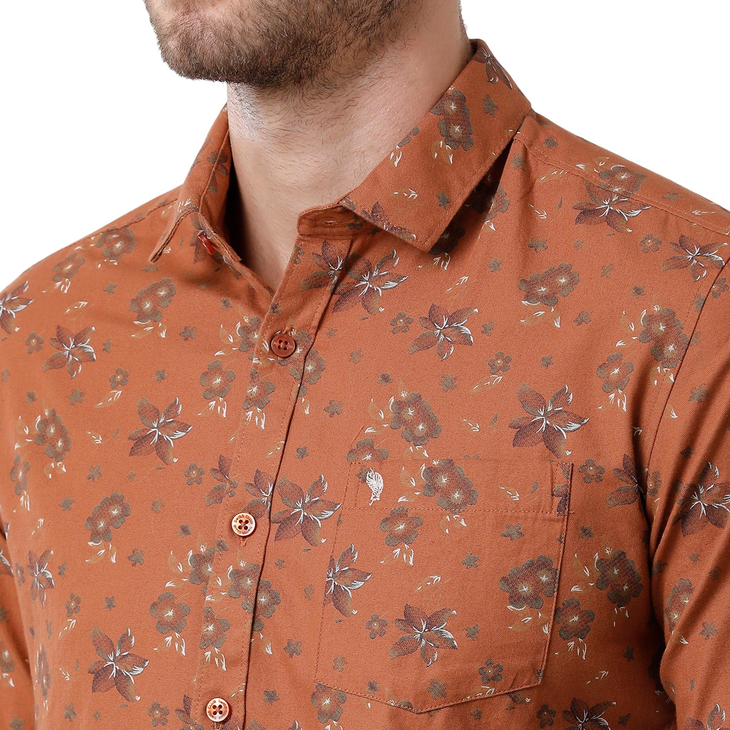 Swiss Club Mens Brown Color Slim Fit Full Sleeve Shirt - S-SC-100 B-FS-PRT-BSL Shirts Swiss Club 