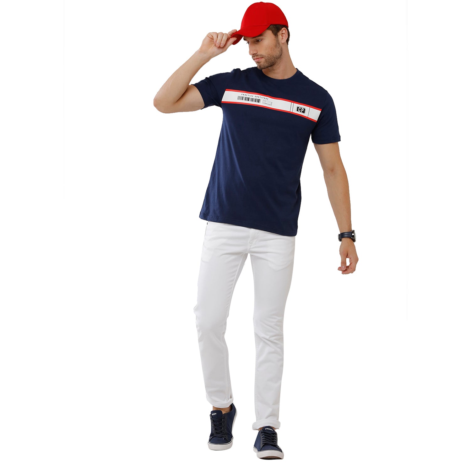 Classic Polo Men's Graphic Print Half Sleeve Round Neck Slim Fit Cotton T Shirt BALENO - 409 A SF C T-shirt Classic Polo 