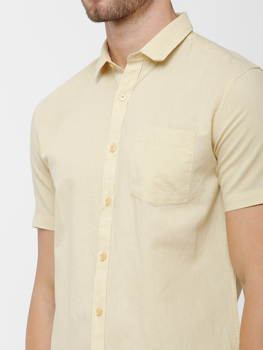 Classic Polo Mens Cotton Solid Milano Fit Half Sleeve Khaki Colour Woven Shirt - Mica Khaki HS
