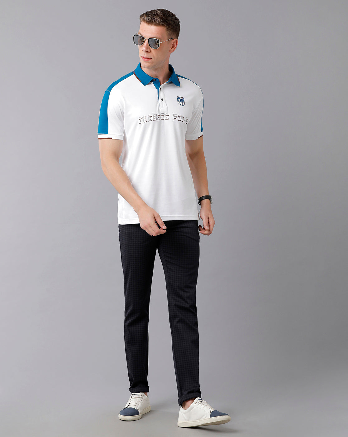 Classic Polo Men's Cotton Printed Half Sleeve Slim Fit Polo Neck White Color T-Shirt | Prm - 730 A