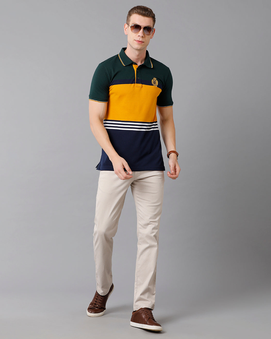 Classic Polo Men's Cotton Blend Striped Slim Fit Multicolor T-Shirt | Vta - 213 A