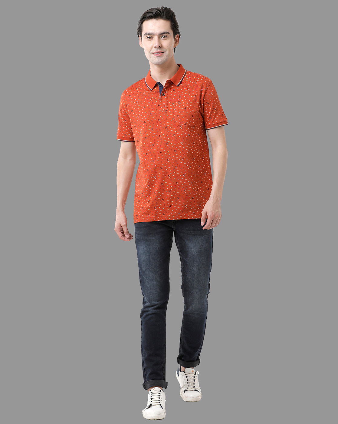 Classic Polo Mens Cotton Half Sleeve Printed Slim Fit Polo Neck Red Color T-Shirt | Bello - 180 A