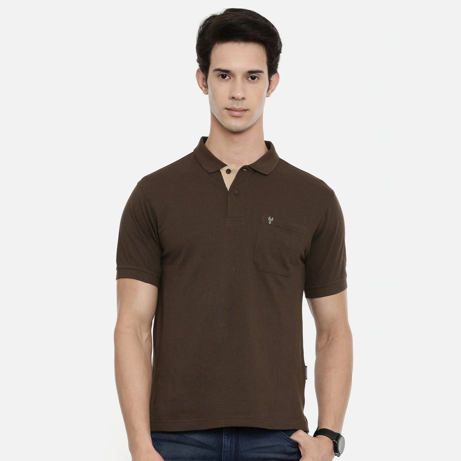 Classic Polo Men's Authentic Fit Brown Polo T-shirt - 4SSN 222 T-shirt Classic Polo 