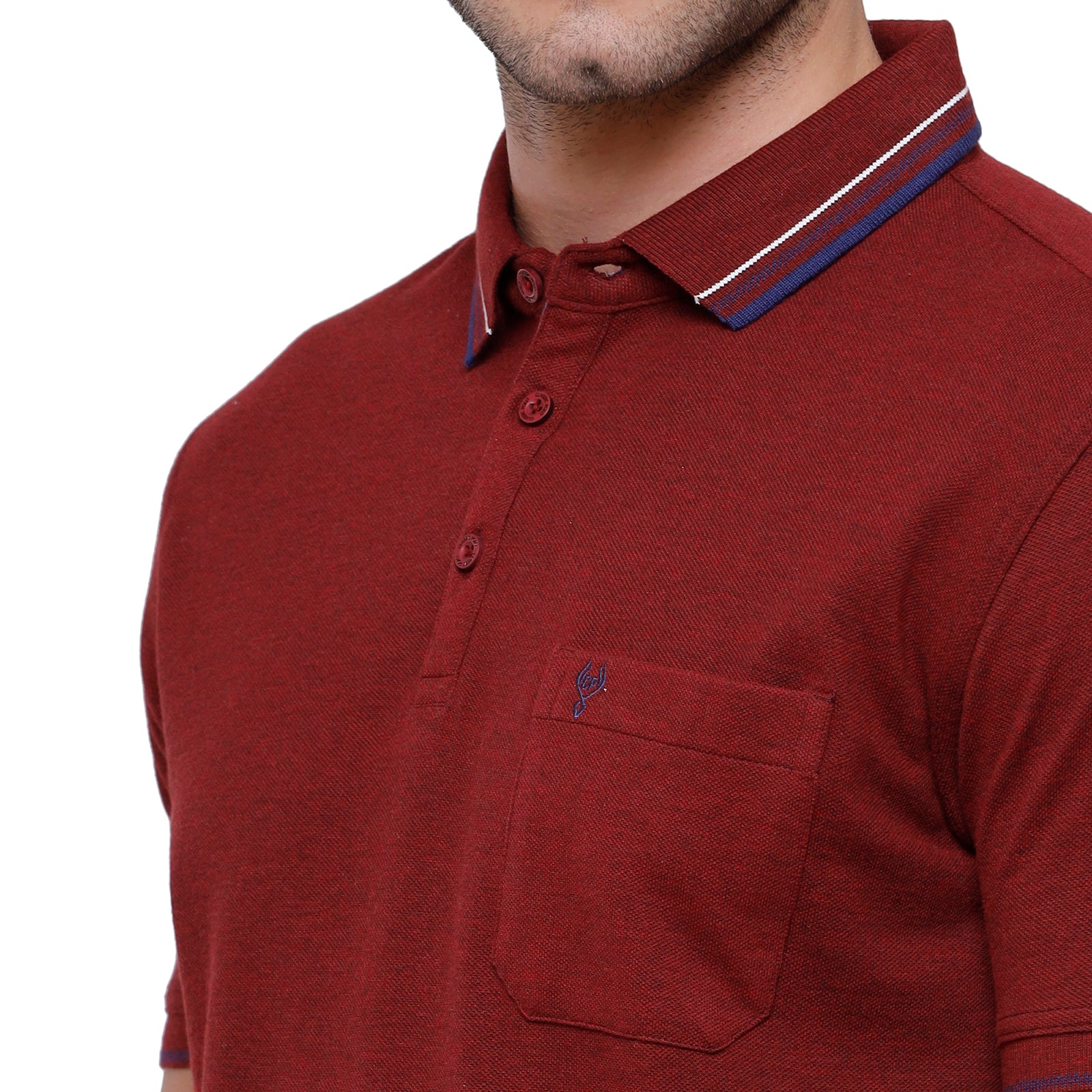 Classic polo Men's Maroon Red Melange Polo Half Sleeve Slim Fit T-Shirt - Toza-Red Mel T-shirt Classic Polo 