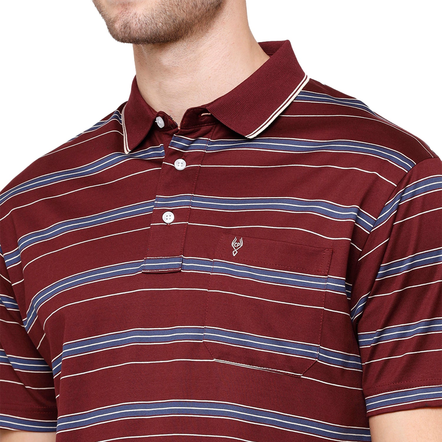 Classic Polo Men's Striped Authentic Fit Half Sleeve Premium Maroon Stripe T-Shirt - Ultimo - 258 A T-shirt Classic Polo 
