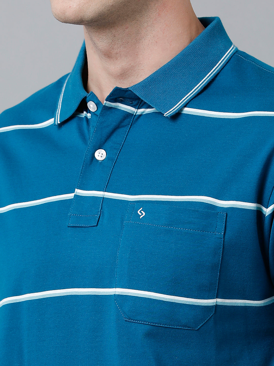 Classic Polo Men's Cotton Half Sleeve Striped Authentic Fit Polo Neck Royal Blue Color T-Shirt | Ap - 84 A