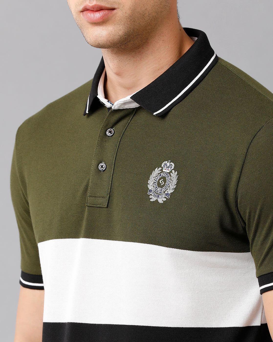 Classic Polo Mens Cotton Blend Striped Half Sleeve Slim Fit Polo Neck Multicolor T-Shirt | Vta 204 A