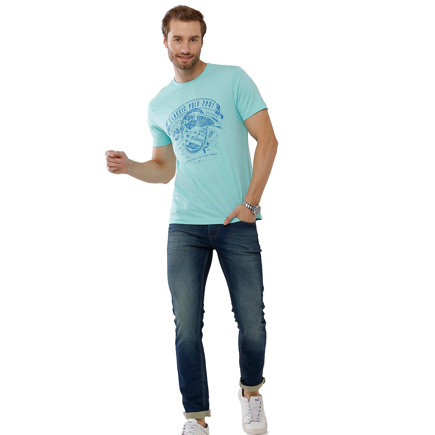 Classic Polo Mens 100% Cotton Solid Slim Fit Blue Color Denim (CPDN1-20 A-MBL-SL-LY) Jeans Classic Polo 