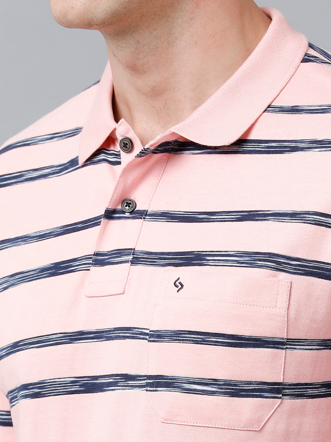Classic Polo Men's Cotton Half Sleeve Striped Authentic Fit Polo Neck Pink Color T-Shirt | Nexon - 03 A