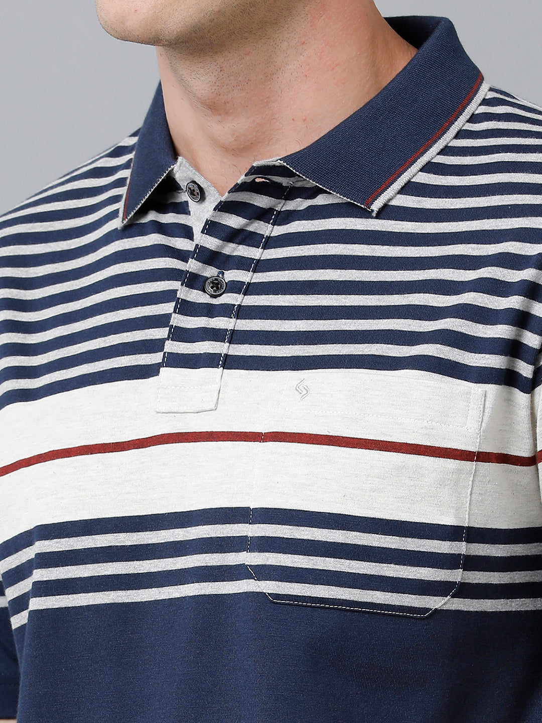 Classic Polo Men's Cotton Blend Half Sleeve Striped Authentic Fit Polo Neck Multicolor Color T-Shirt | Mel - 230 A