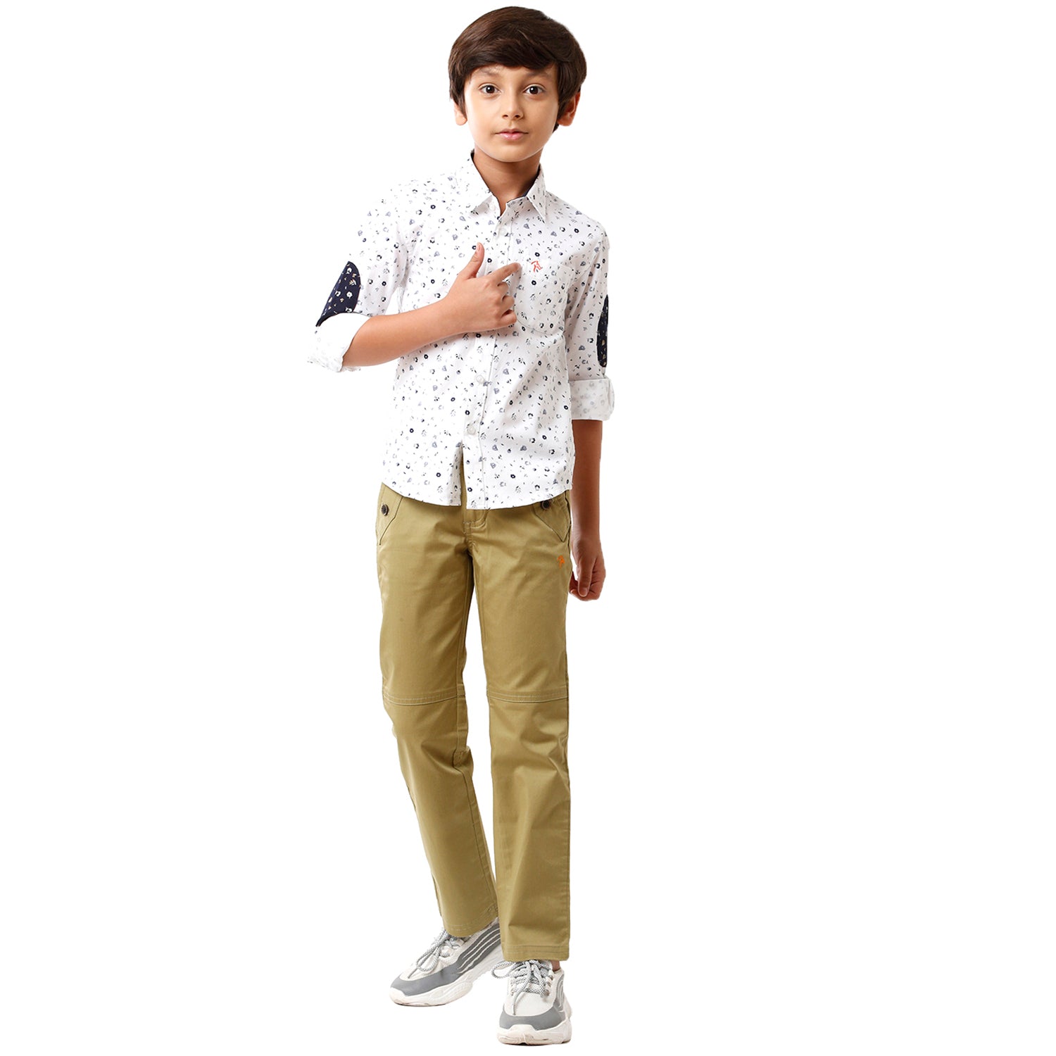 Classic Polo Bro Boys Printed Full Sleeve Slim Fit White Color Shirt - BBSH S2 06 A Shirts Classic Polo 