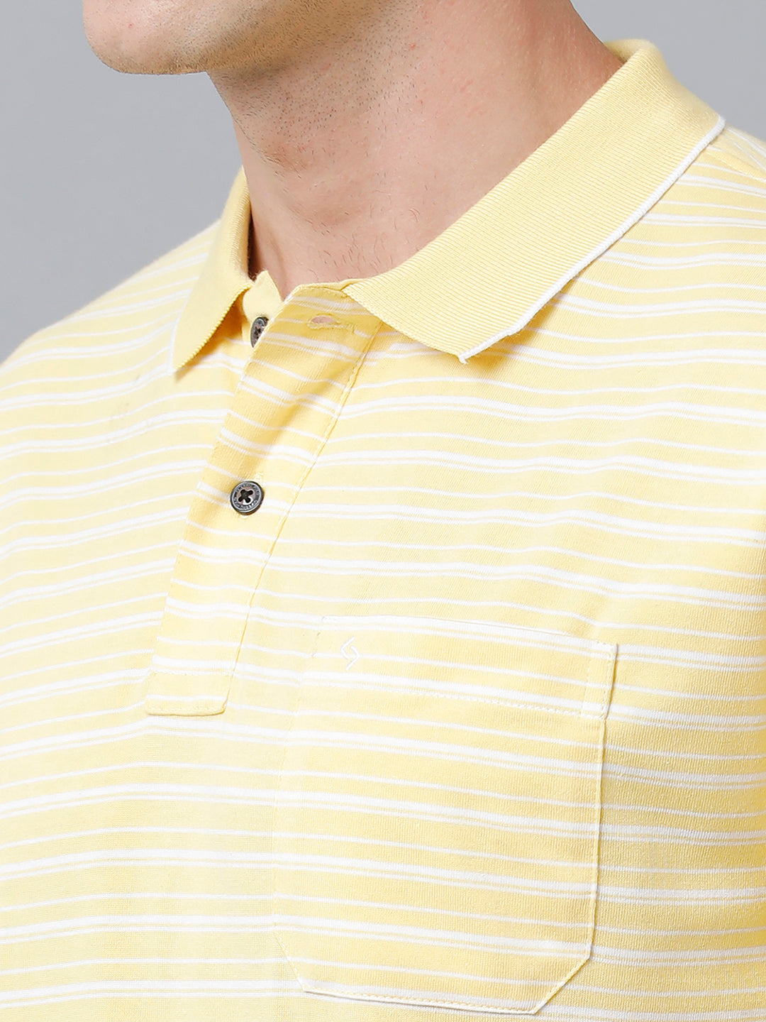 Classic Polo Men's Cotton Half Sleeve Striped Authentic Fit Polo Neck Yellow Color T-Shirt | Feeders - 211 A