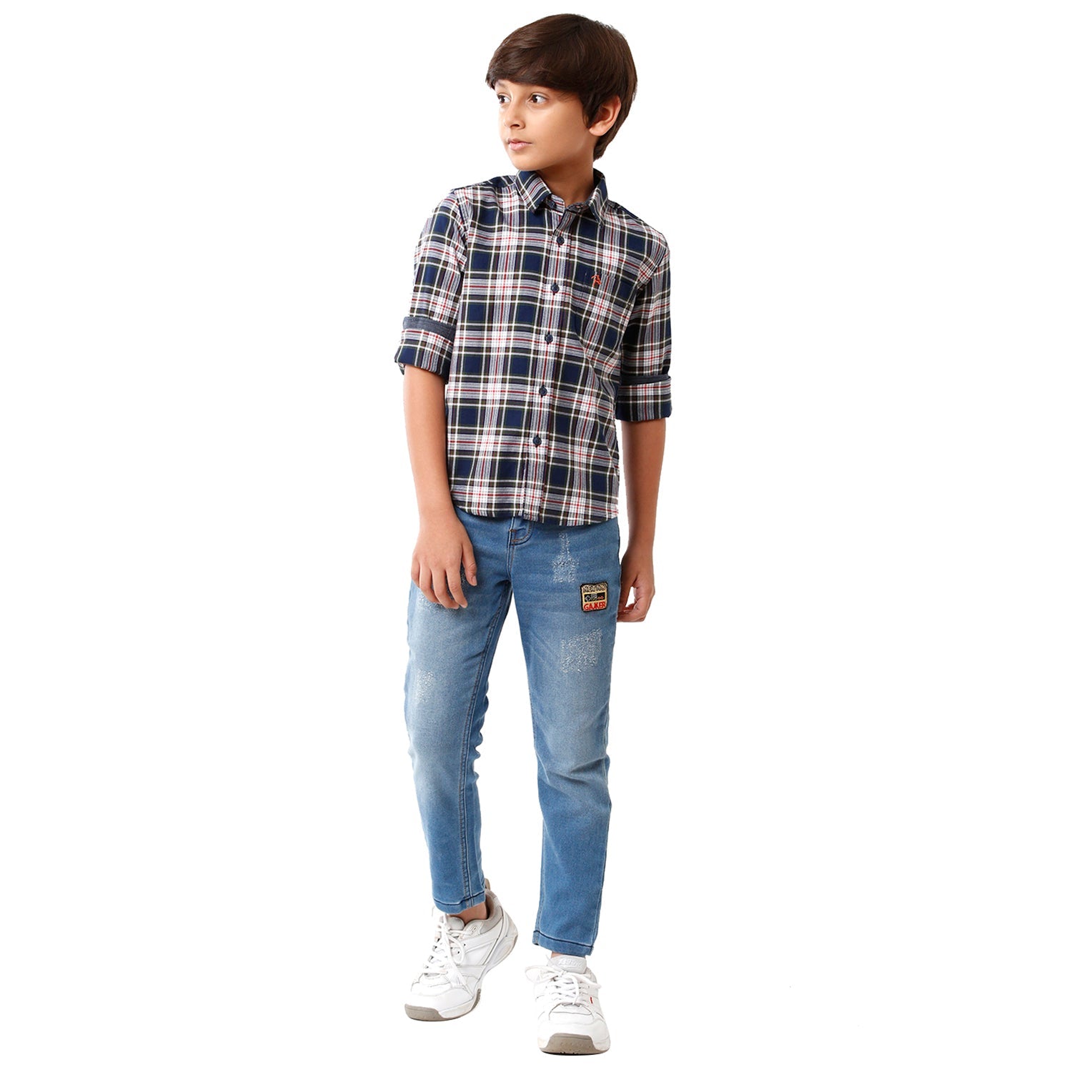 Classic Polo Bro Boys Checked Full Sleeve Slim Fit Blue Color Shirt - BBSH S2 15 B Shirts Classic Polo 